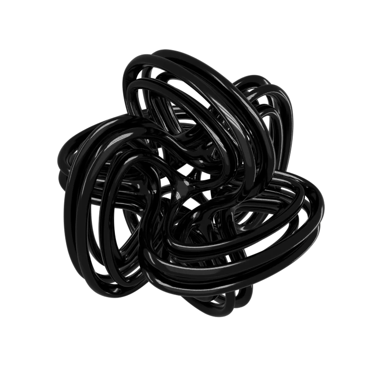 Cintas entrelazadas de cromo negro de la escultura Mentaaris